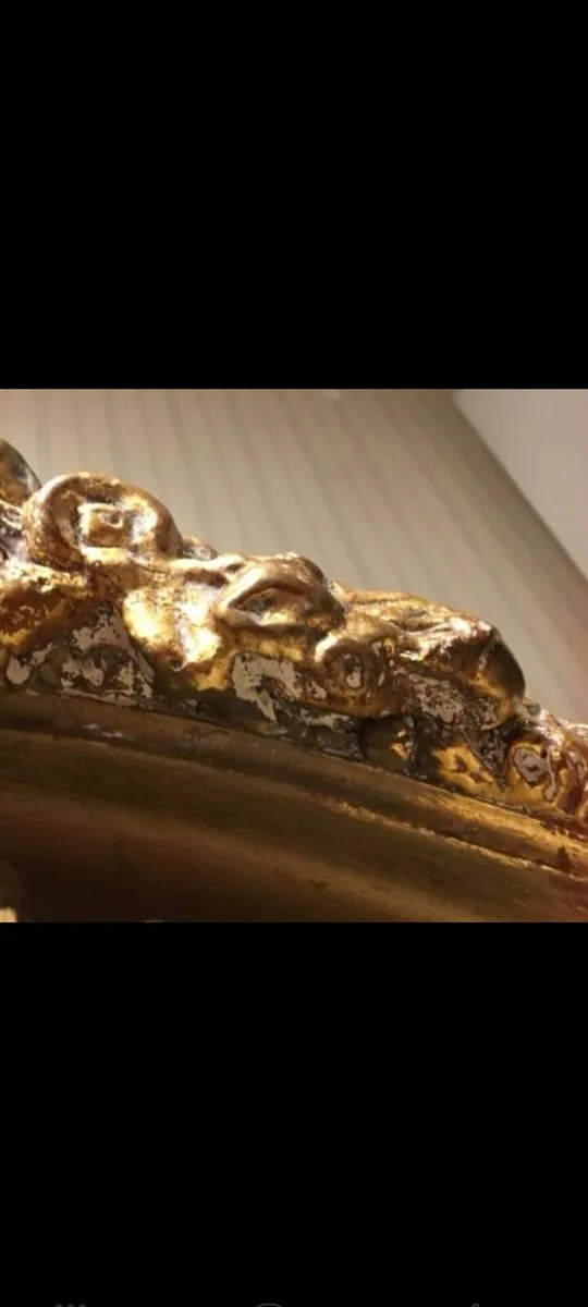 antique victorian gilt gesso mirror 4ftx4ft carved - Image 2