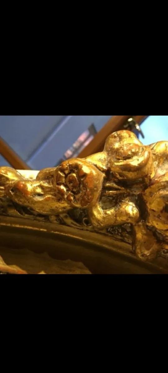 antique victorian gilt gesso mirror 4ftx4ft carved - Image 3