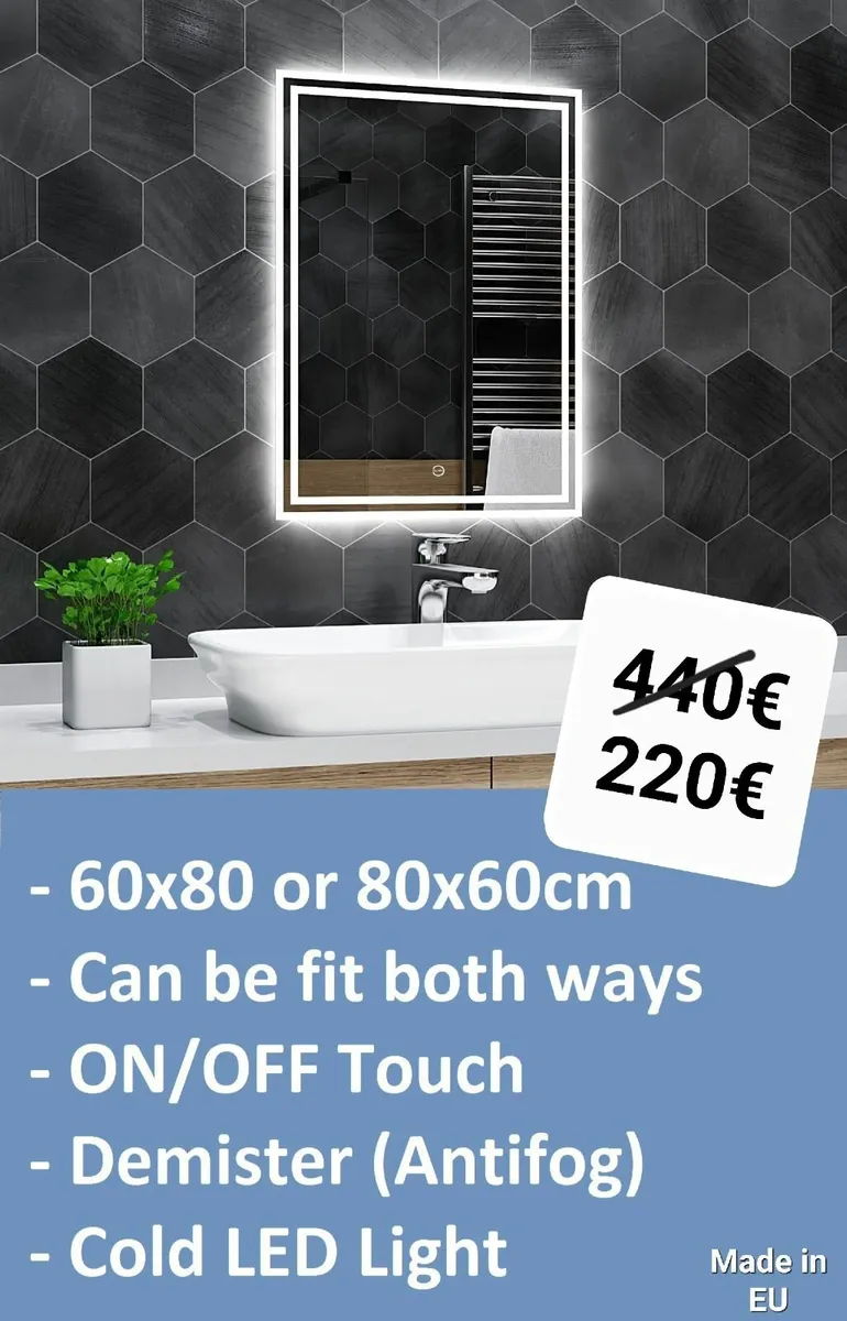 LED Mirror Ensuite Vanity Makeup Antifog 60x80cm - Image 4