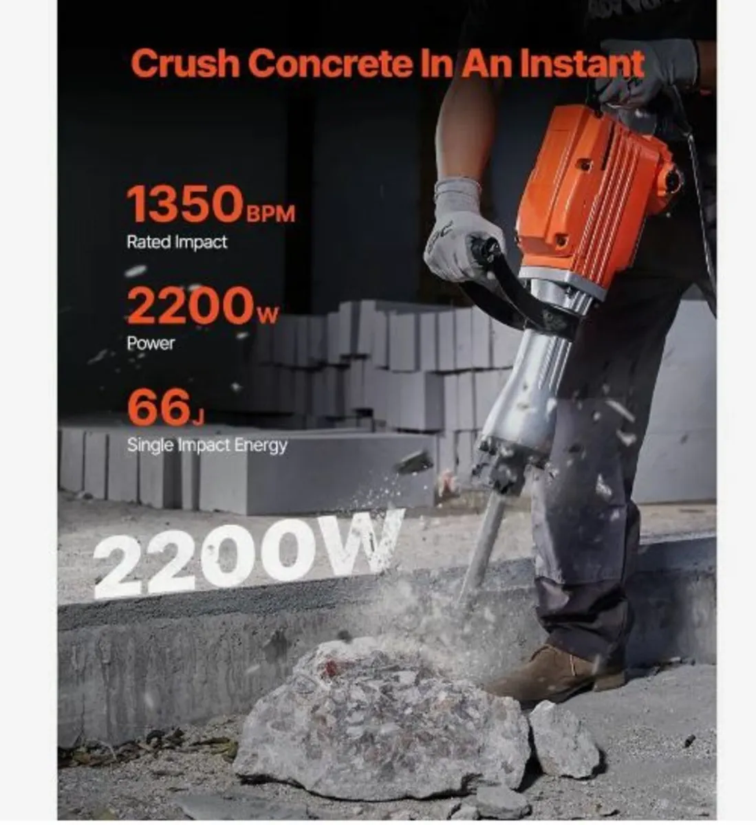 Demolition Jack Hammer Concrete Breaker 2200W - Image 3