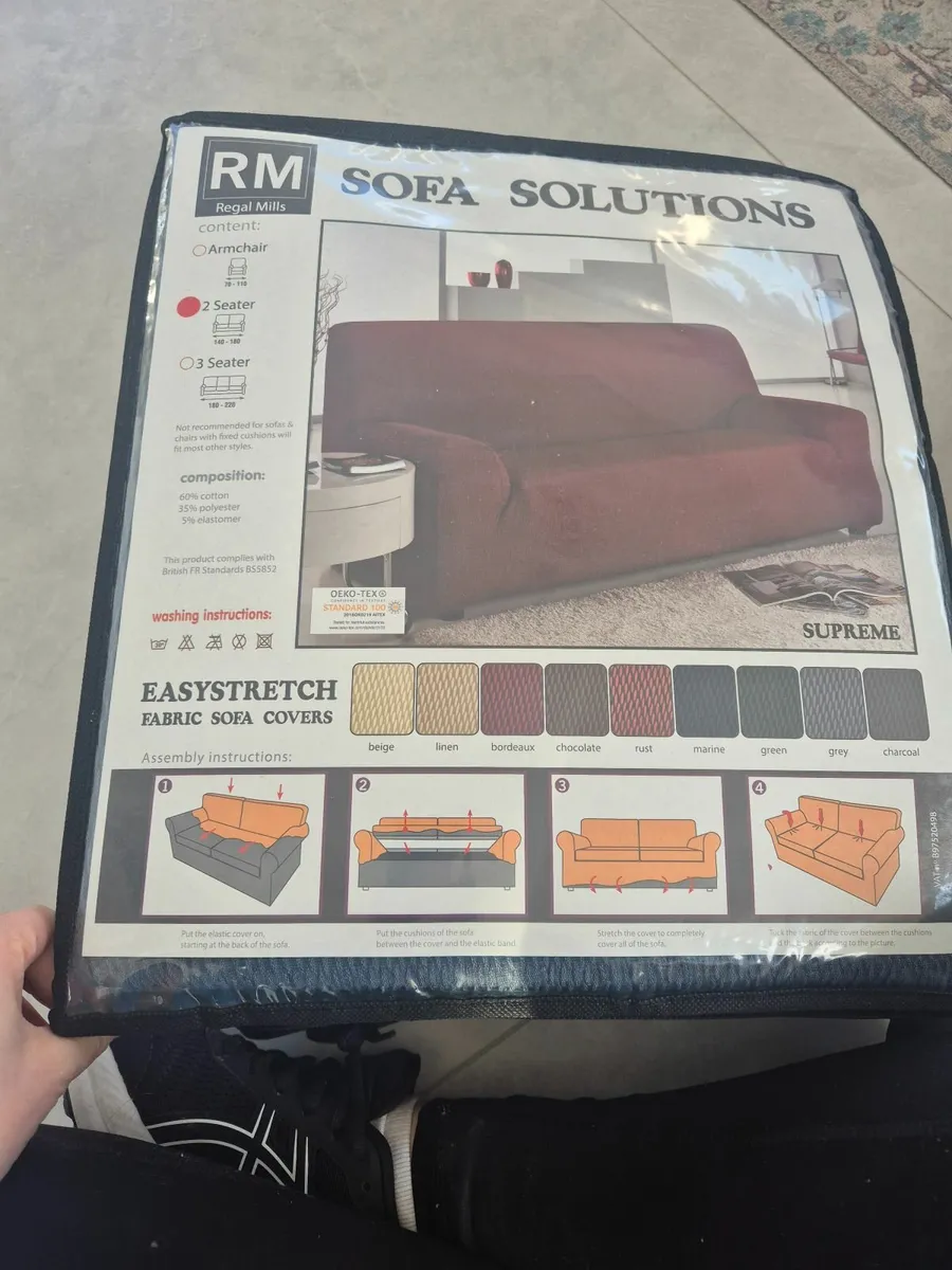 2 Seater Sofa Cover- Charcoal Grey - Image 1