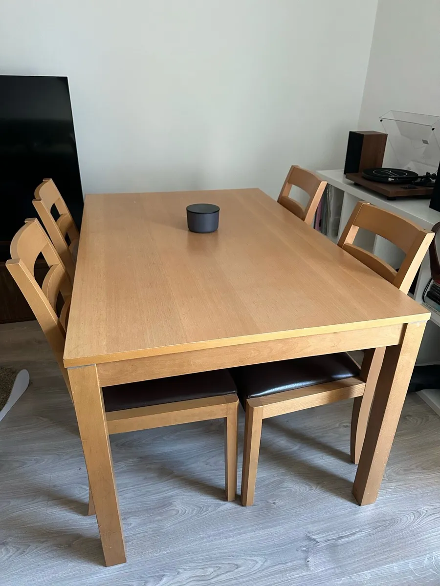 Solid wood table and chairs - Image 1