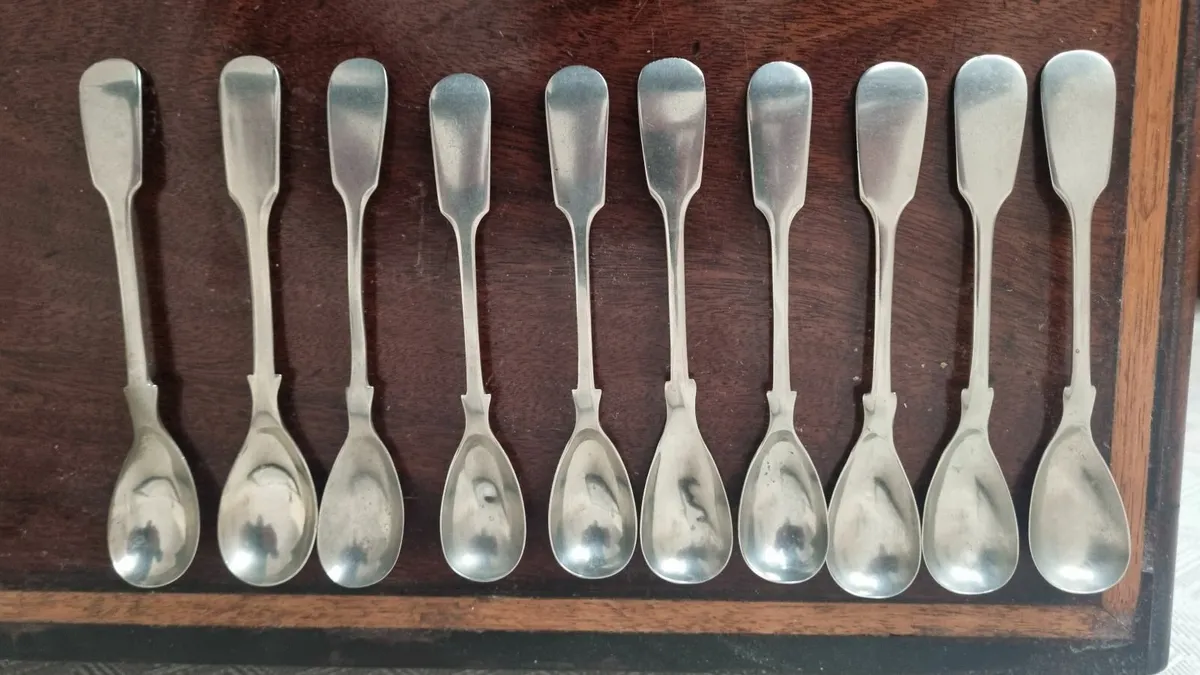 Antique Silver Egg Spoons 10 - Image 1
