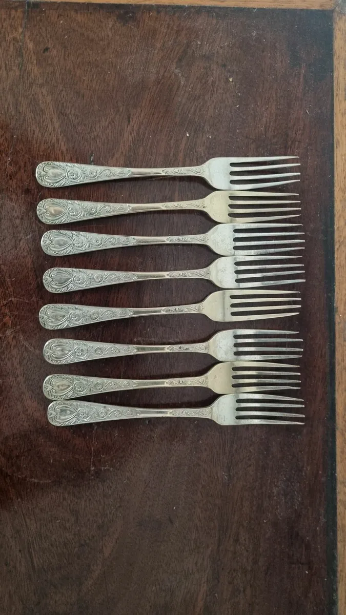 Antique Silver Pastry Forks 6 - Image 1