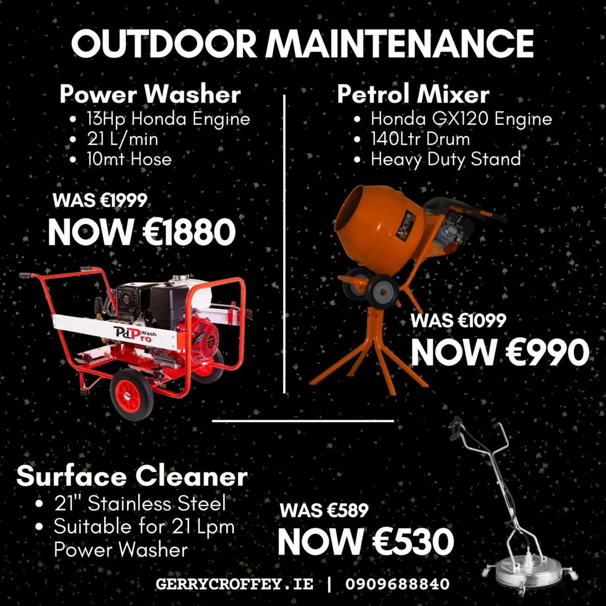 Honda Mixers, Honda Powerwashers, Surface Cleaners - Image 1