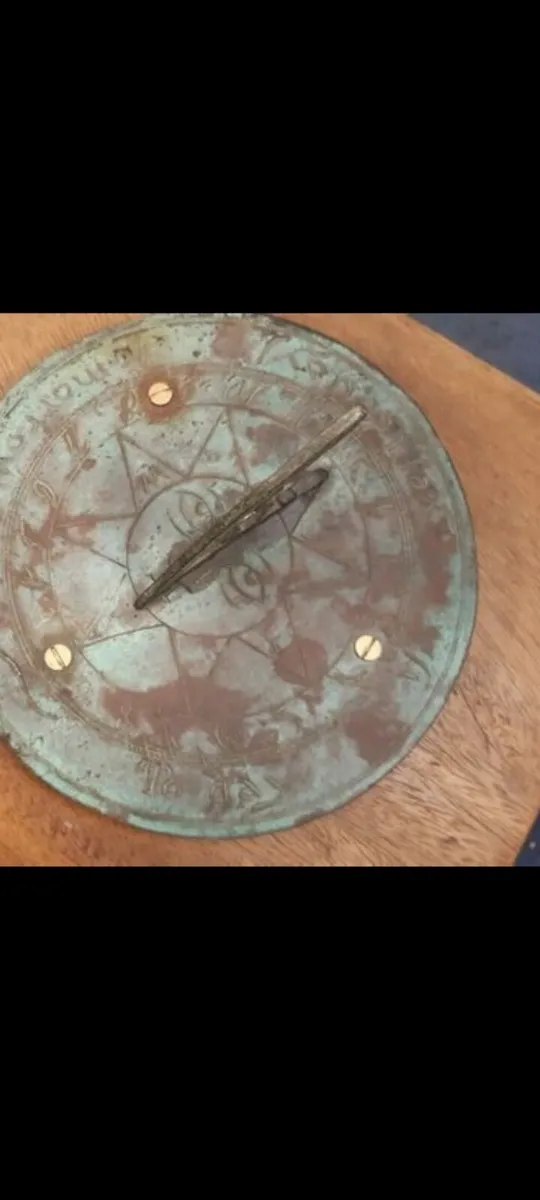 vintage sundial on a carved teak base - Image 3