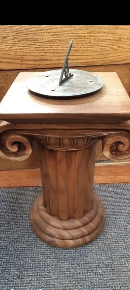 vintage sundial on a carved teak base - Image 4
