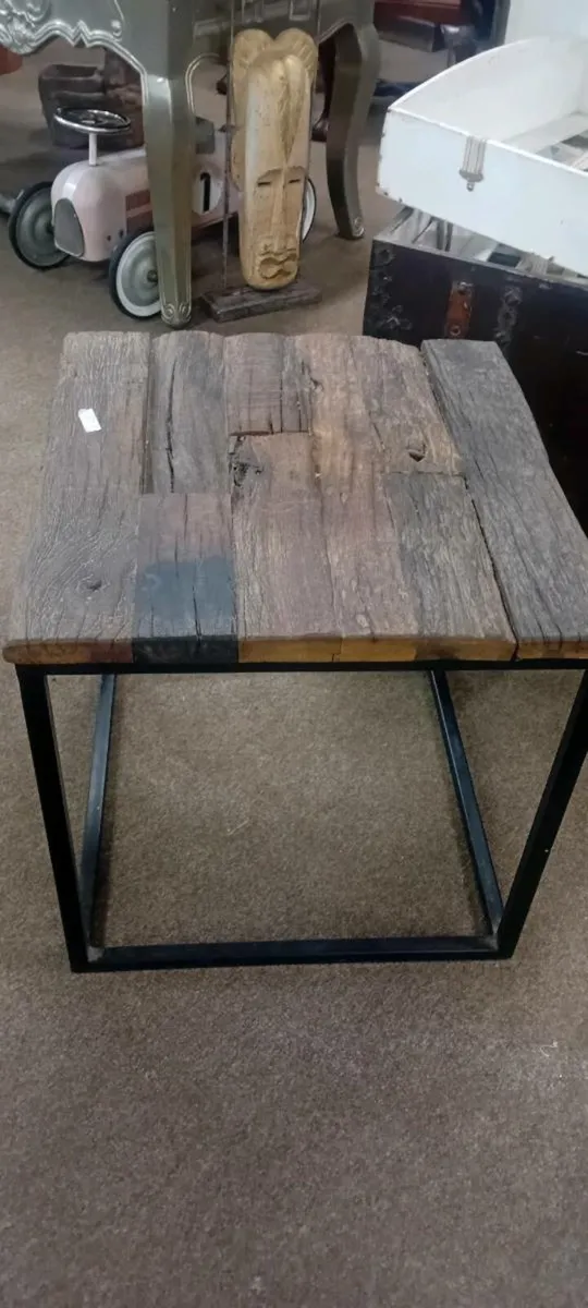 Rustic Plank Top Side Table