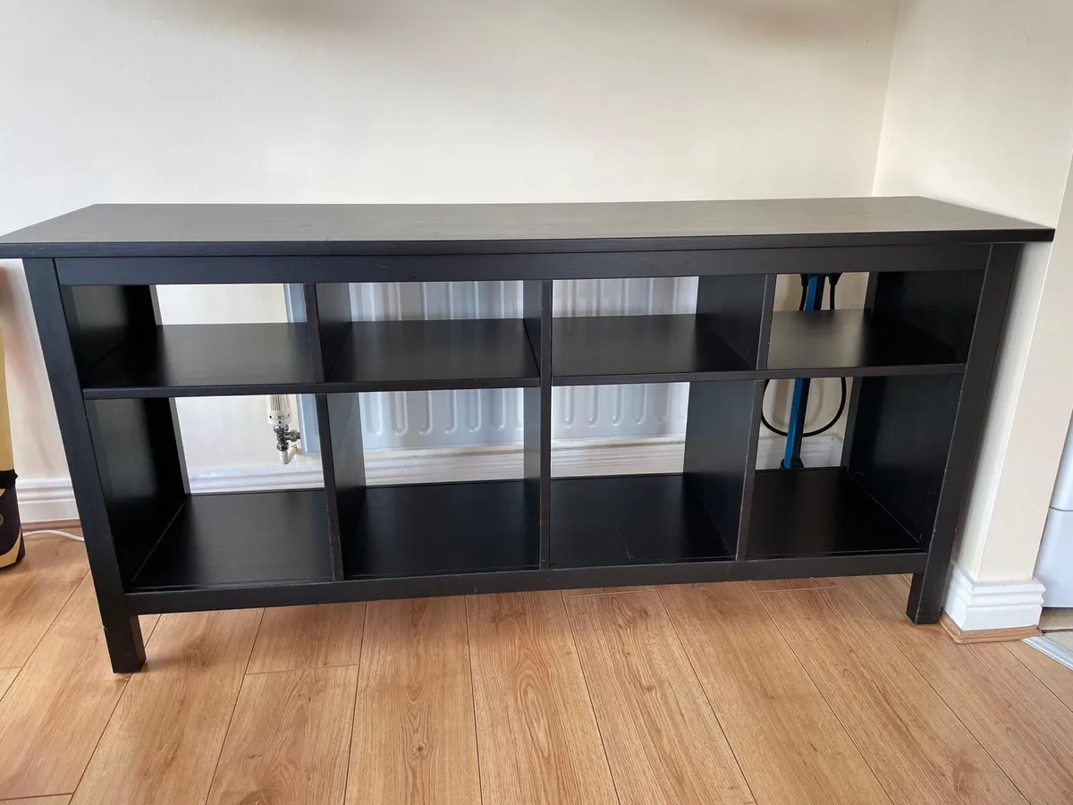 Shelving unit, 8 storage spaces, black wooden - Image 1