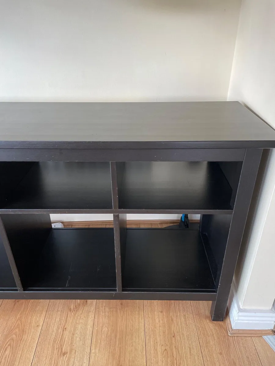 Shelving unit, 8 storage spaces, black wooden - Image 2