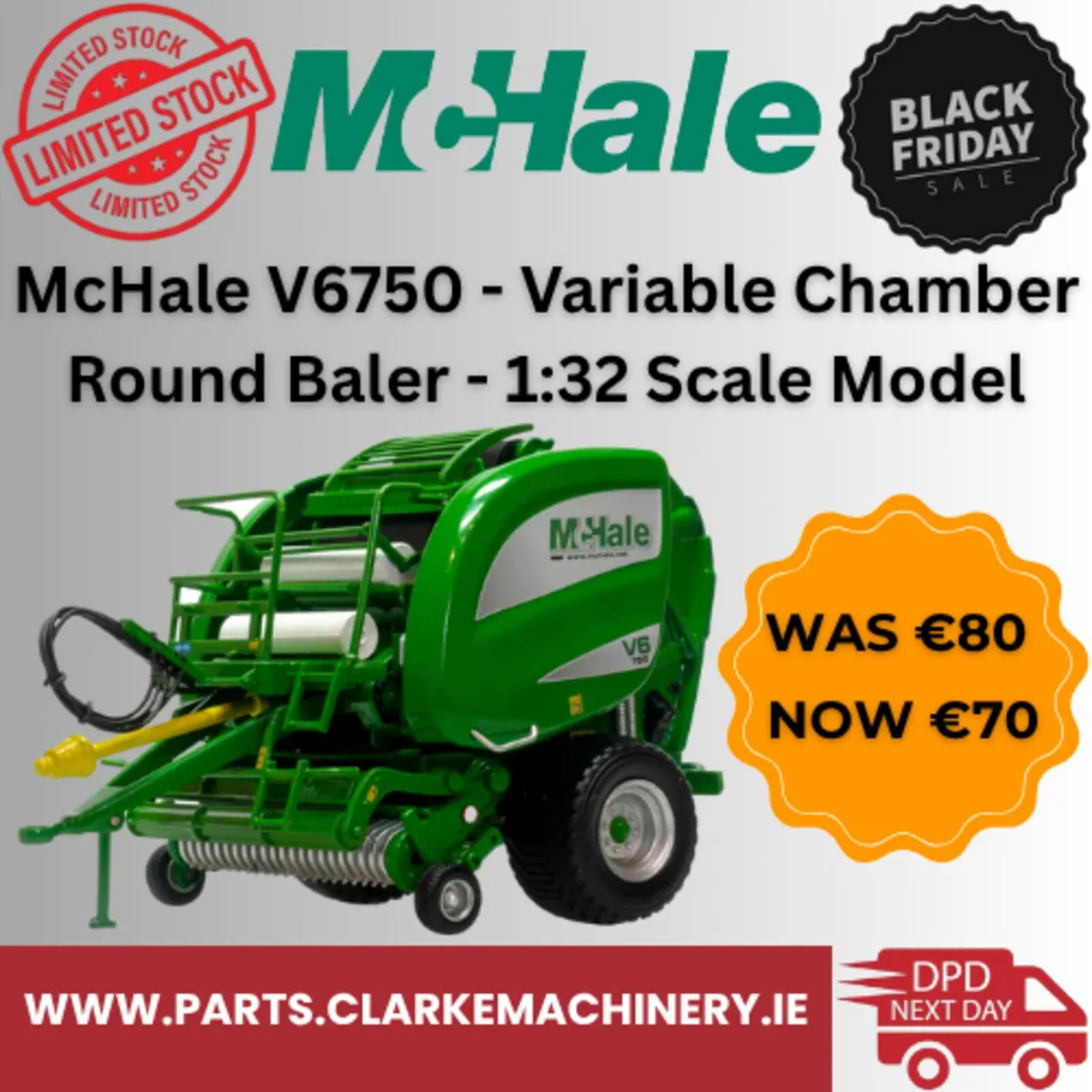 McHale V6750 Variable Round Baler 1:32 Scale Model