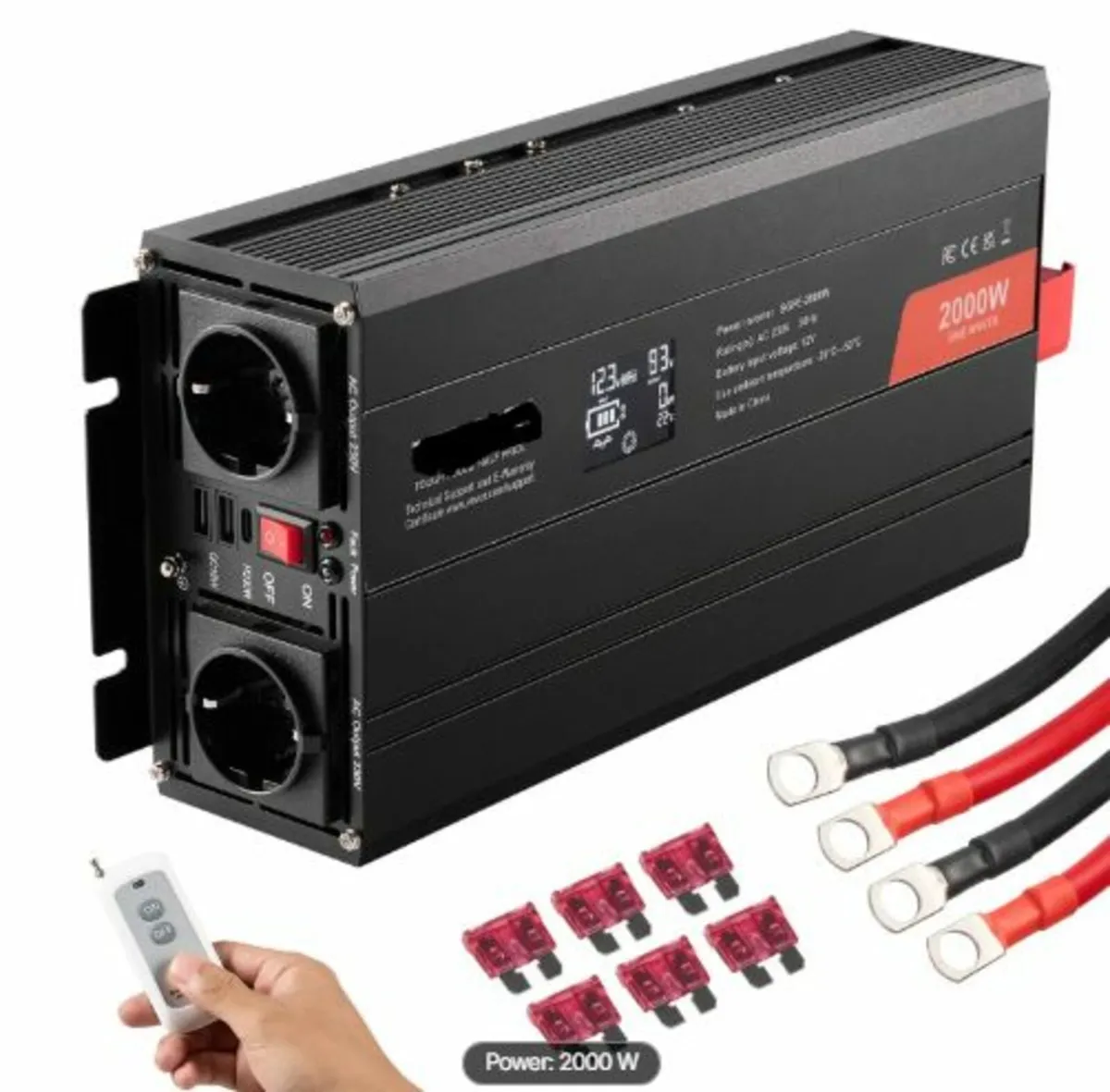 Pure Sine Wave Inverter, 2000 Watt, DC 12V to AC - Image 1