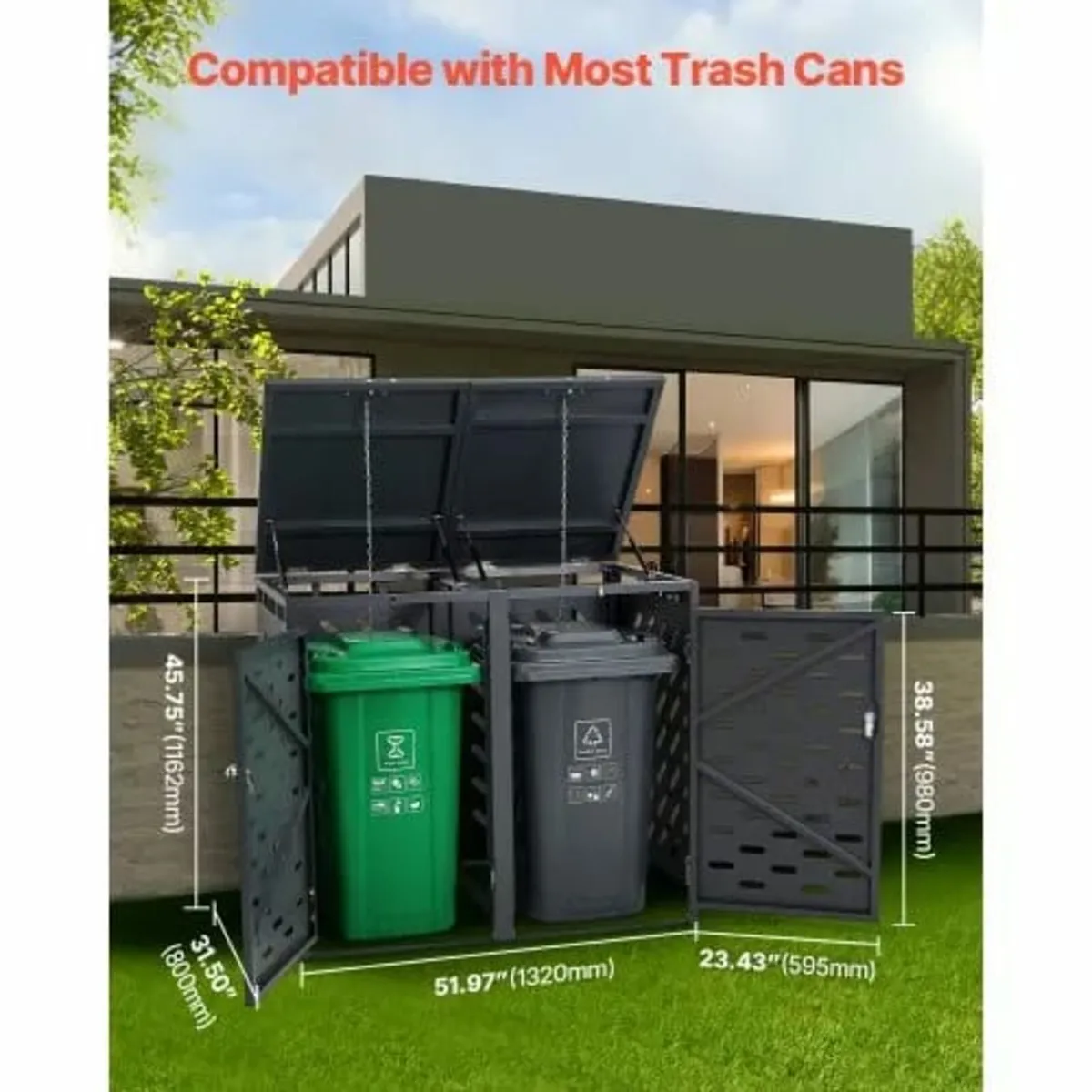Trash Can Storage, 2 x 52.79 Gal Trash Bin Storage - Image 4