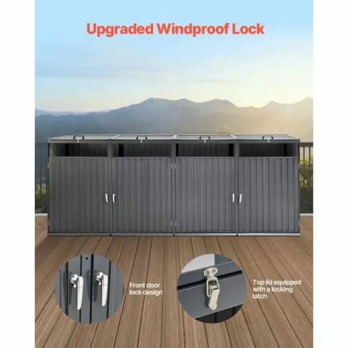 Trash Can Storage, 4 x 52.79 Gal Trash Bin Storage - Image 4