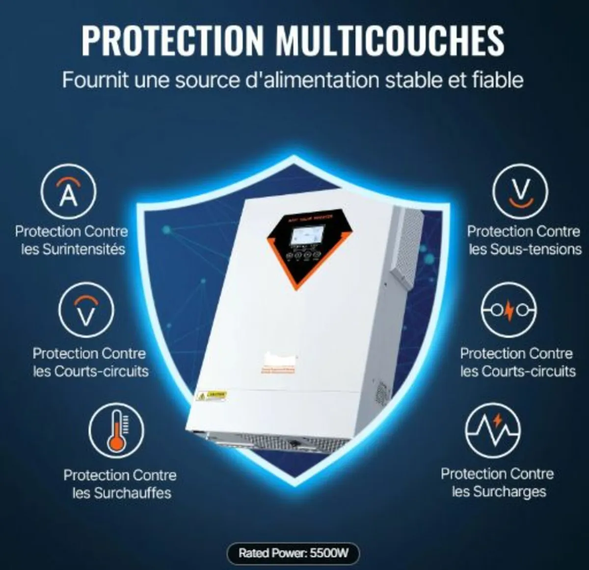 Hybrid Solar Inverter, 5500W, Pure Sine Wave Off - Image 3