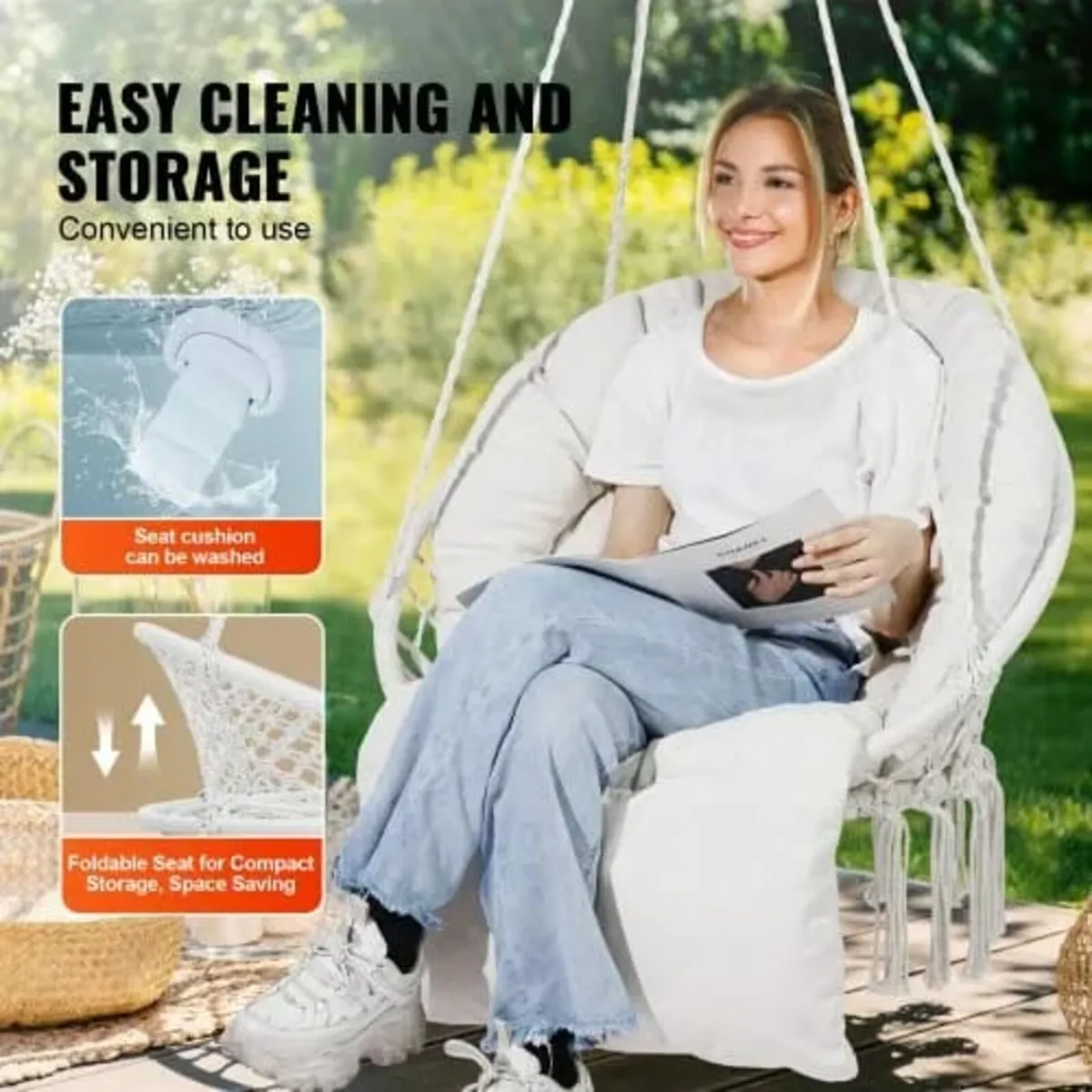 Hanging Hammock Swing Chair, 330 Lbs Capacity, Mac - Image 3