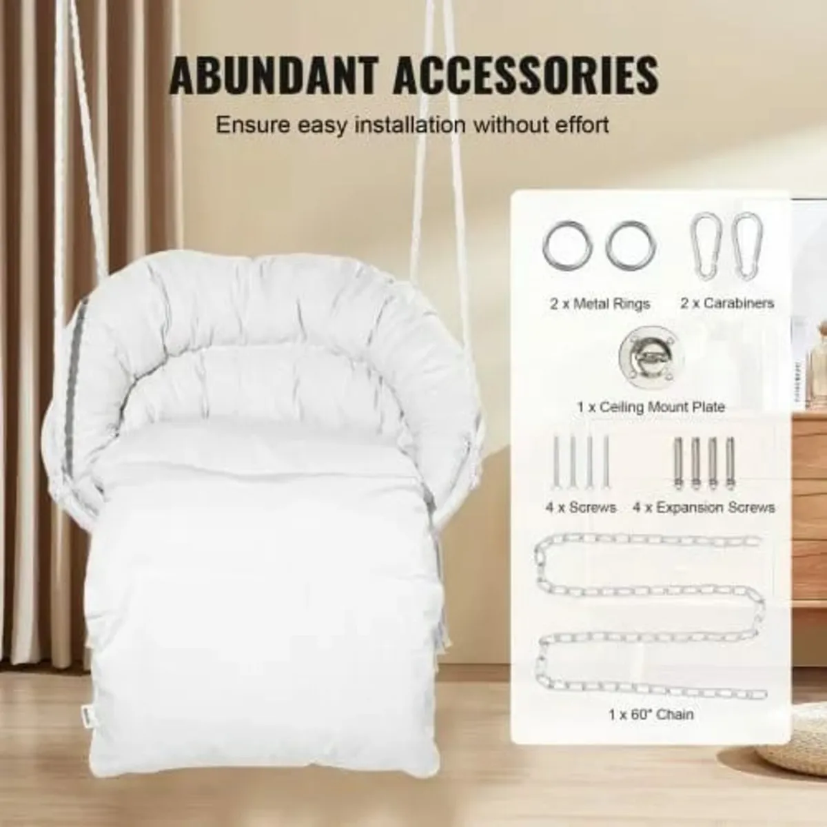 Hanging Hammock Swing Chair, 330 Lbs Capacity, Mac - Image 4