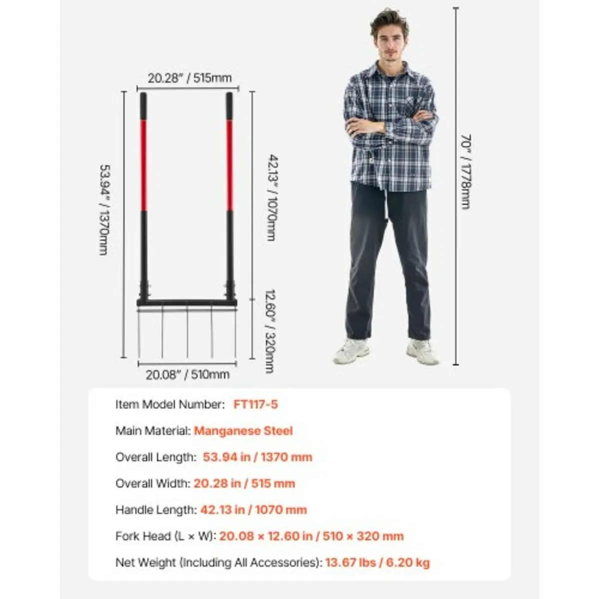 Broad Fork, 5-Tine Pitchfork with Dual Fiberglass - Image 2