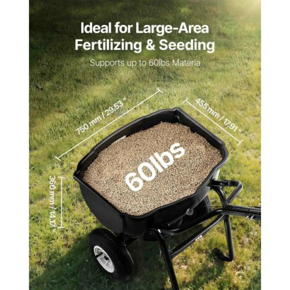 Broadcast Spreader, 60LBS Capacity, Walk-Behind Pu - Image 3