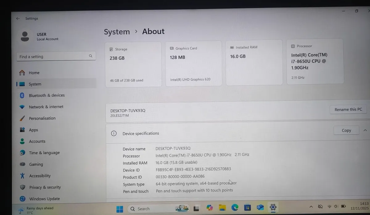 Laptop Lenovo Thinkpad X1 Yoga G3 14" i7-8650U 16G - Image 3