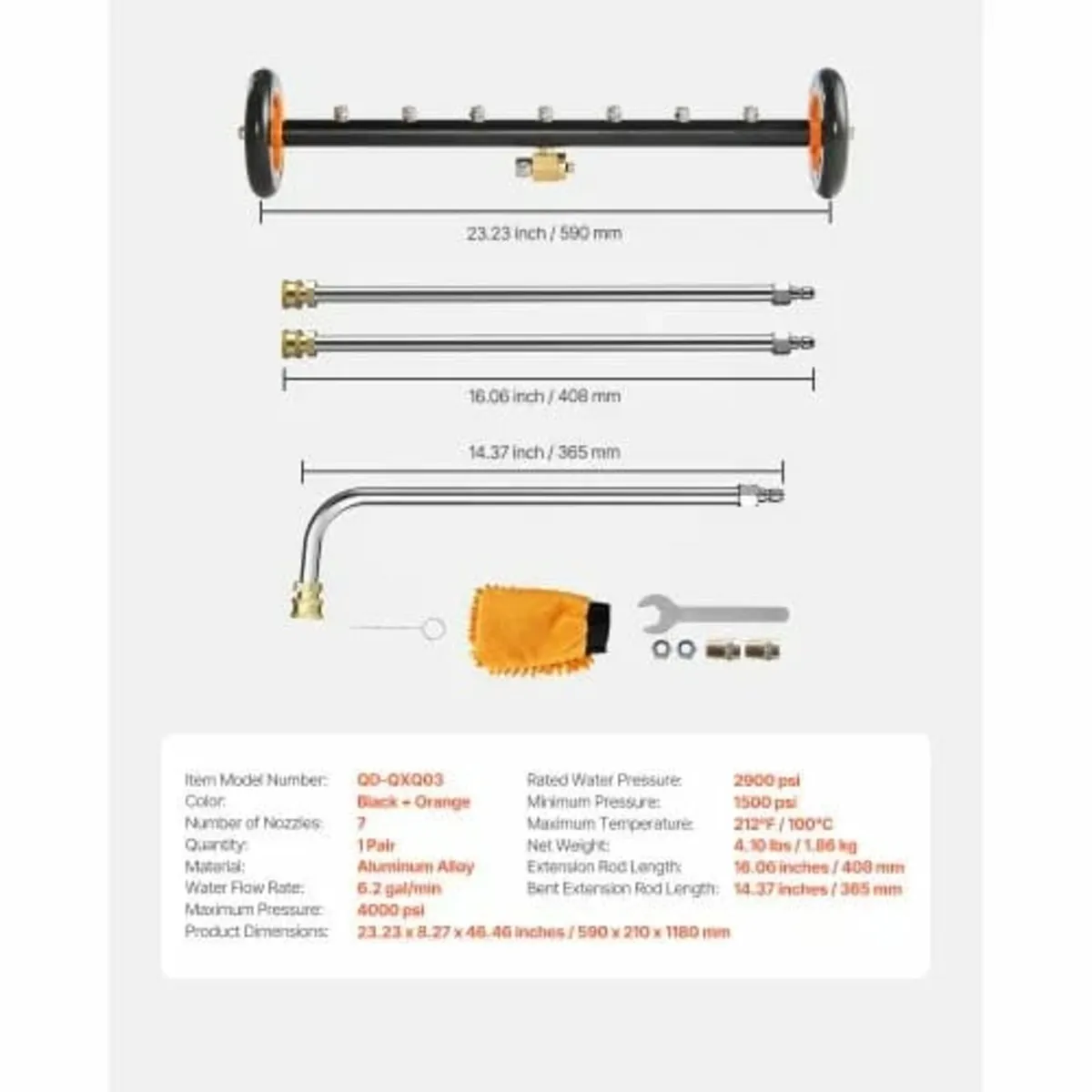 24" Pressure Washer Undercarriage Cleaner, Stainle - Image 2