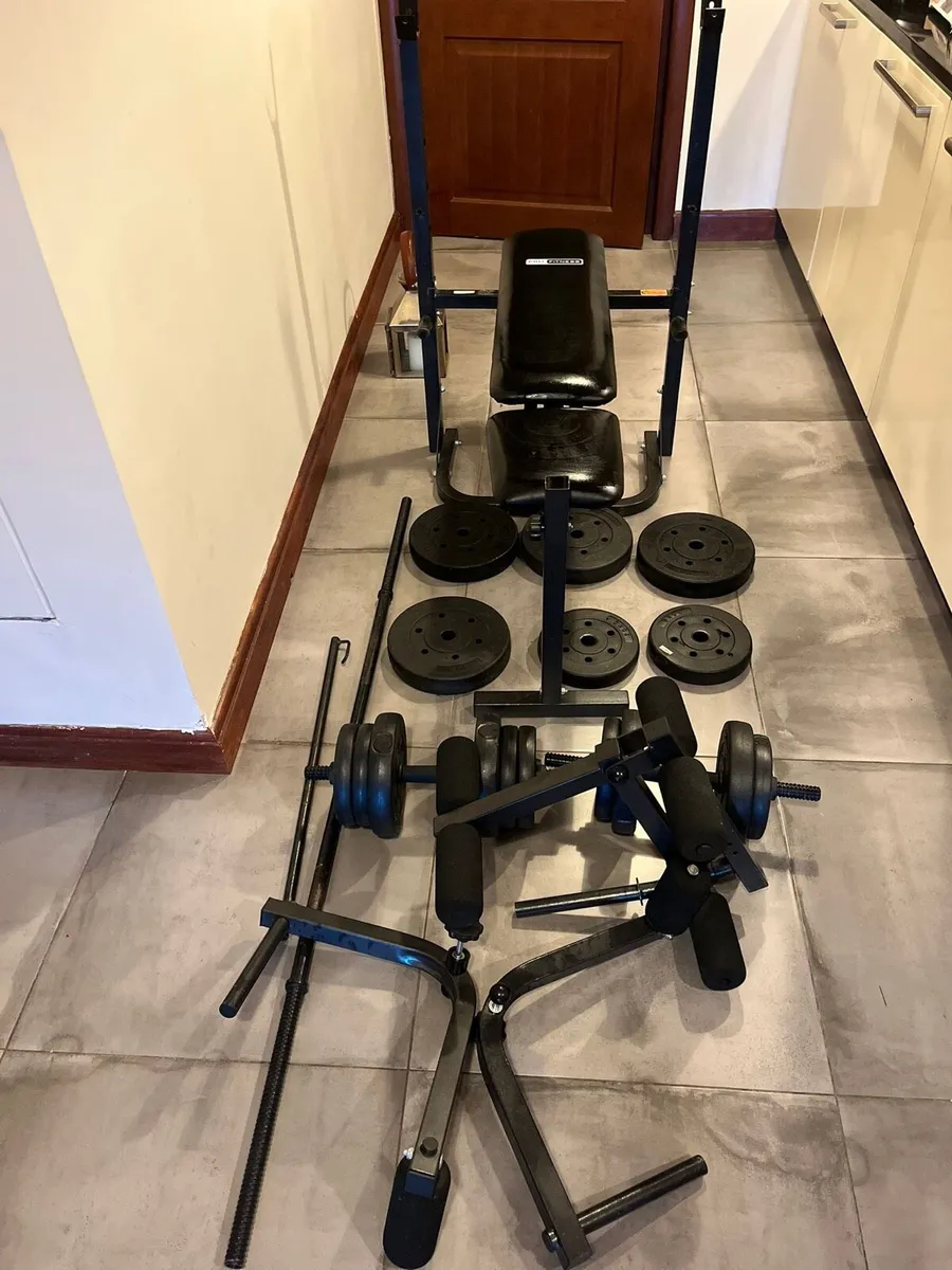 Bench barbell dumbbells and weights - Image 3