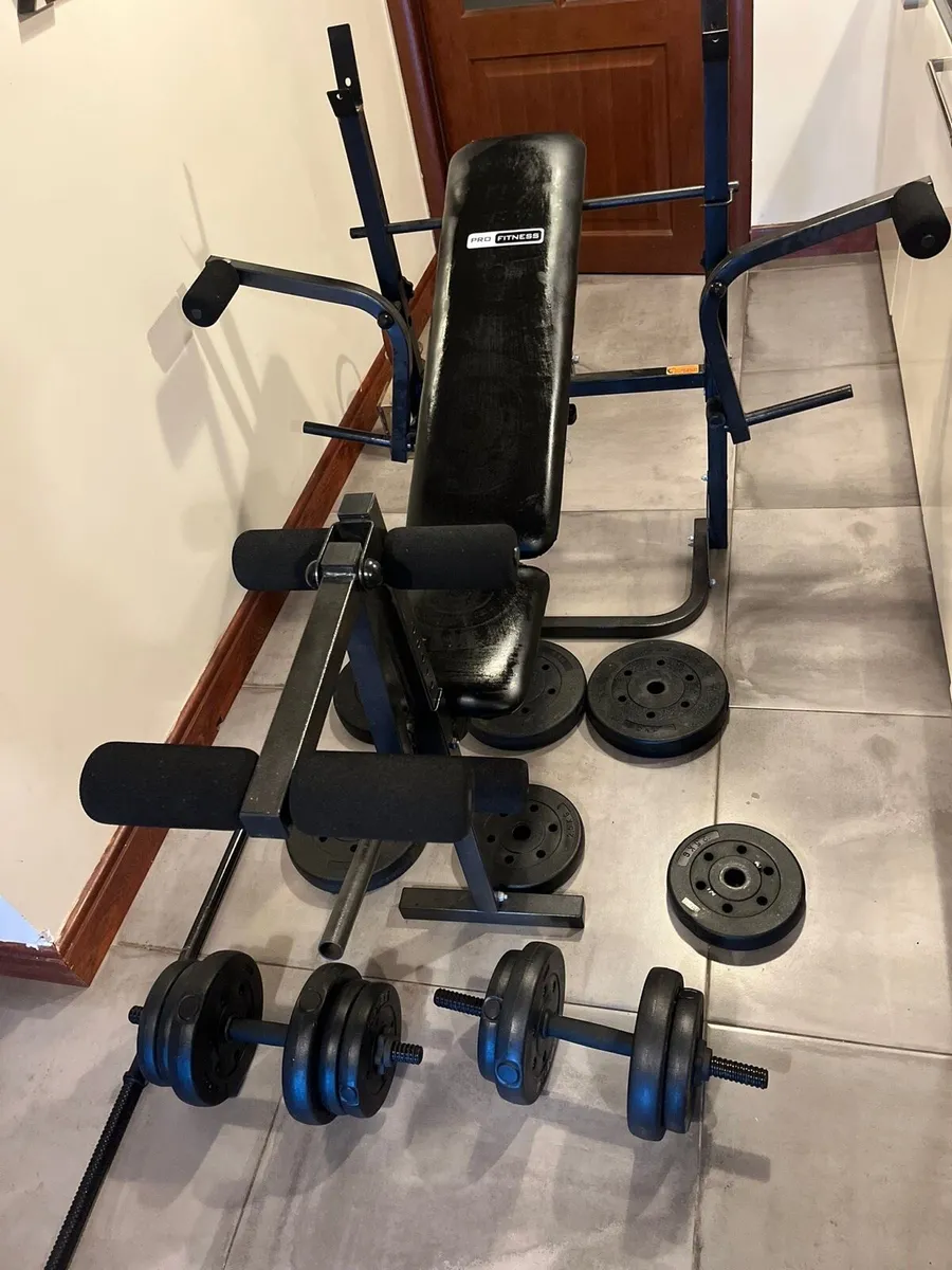 Bench barbell dumbbells and weights - Image 4