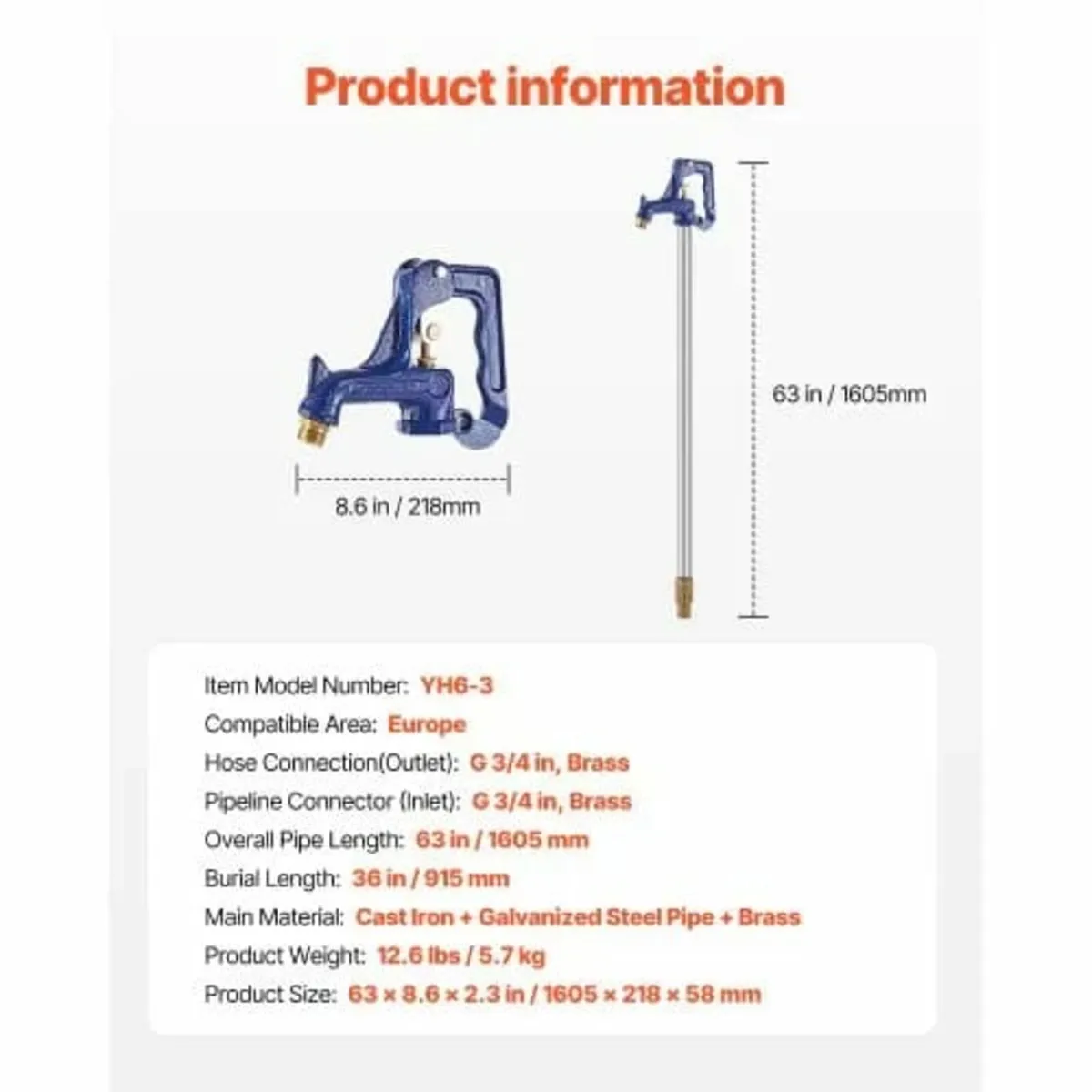 Frost Proof Yard Hydrant, 5.25 FT Freeze-Proof Out - Image 4