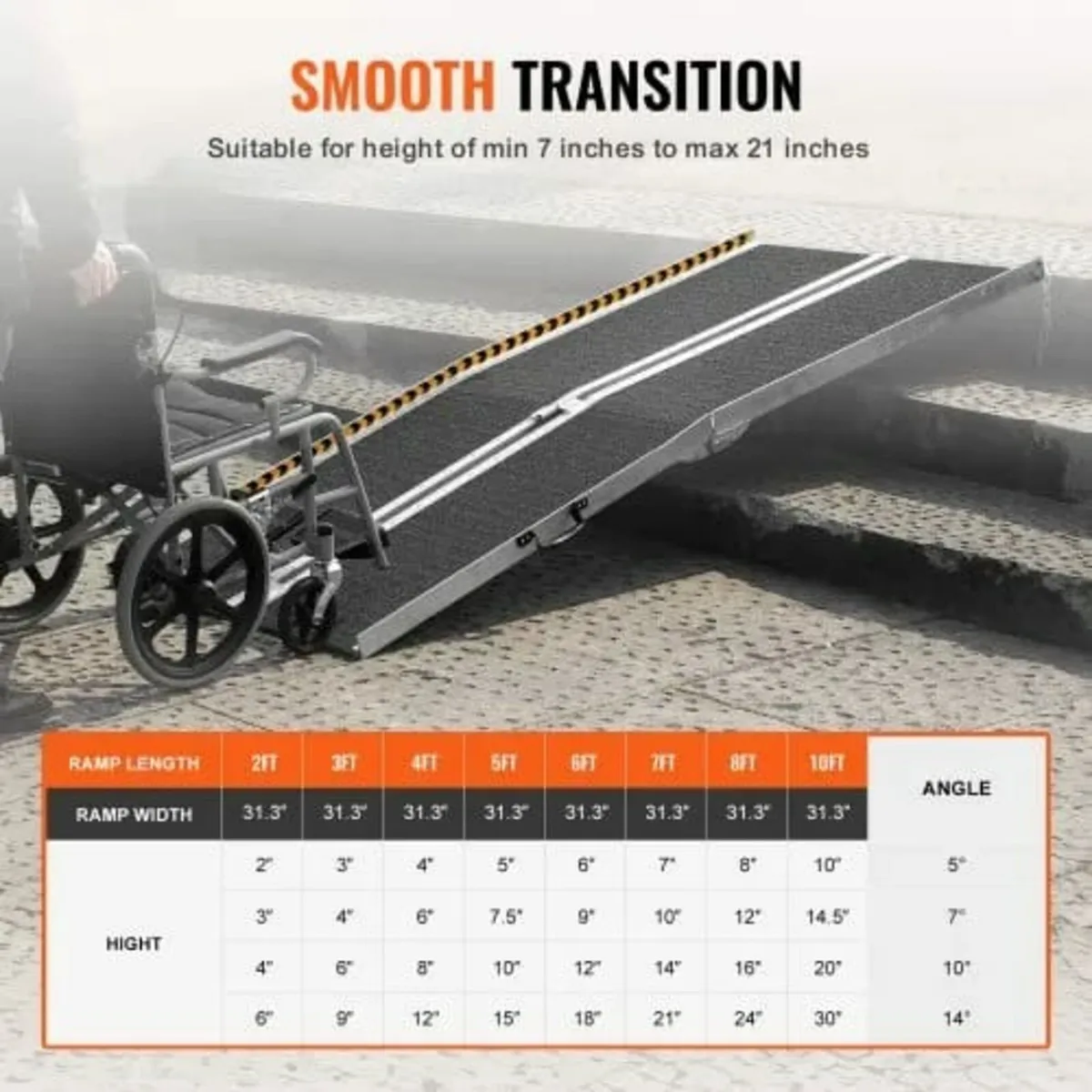 Portable Wheelchair Ramp, 7 ft 800 lbs Capacity, N - Image 4