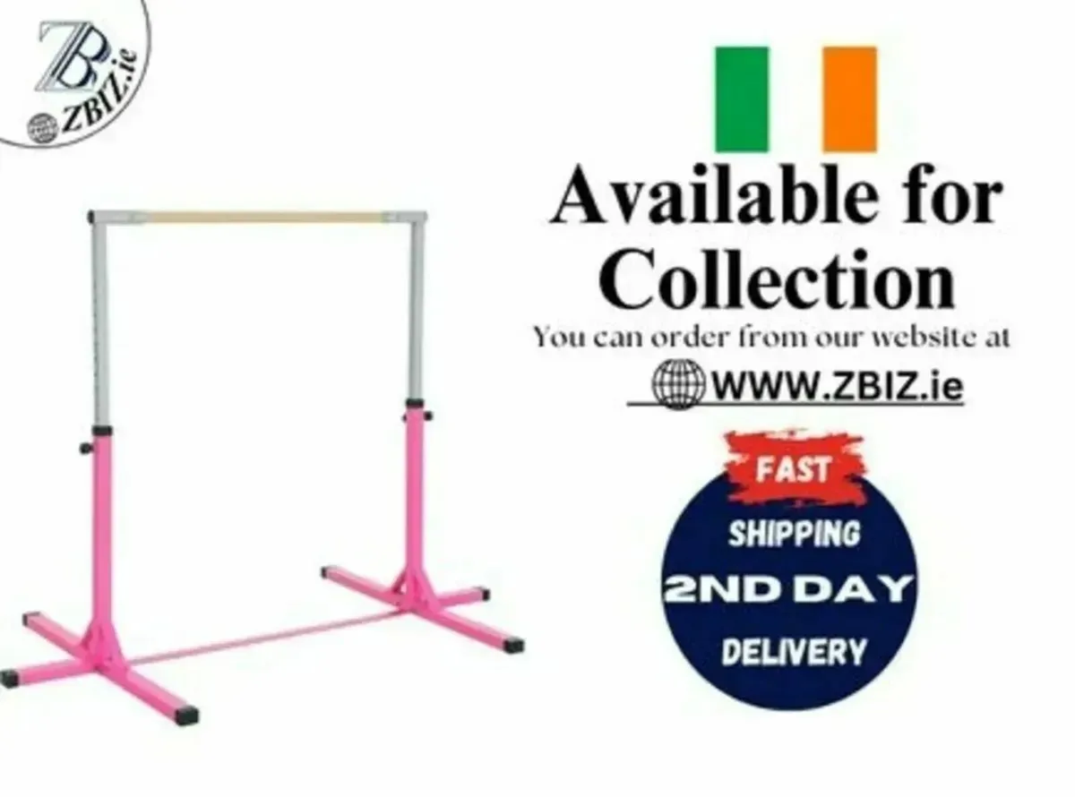 Kids Gymnastics Bar Adjustable with Hardwood Base - Image 1