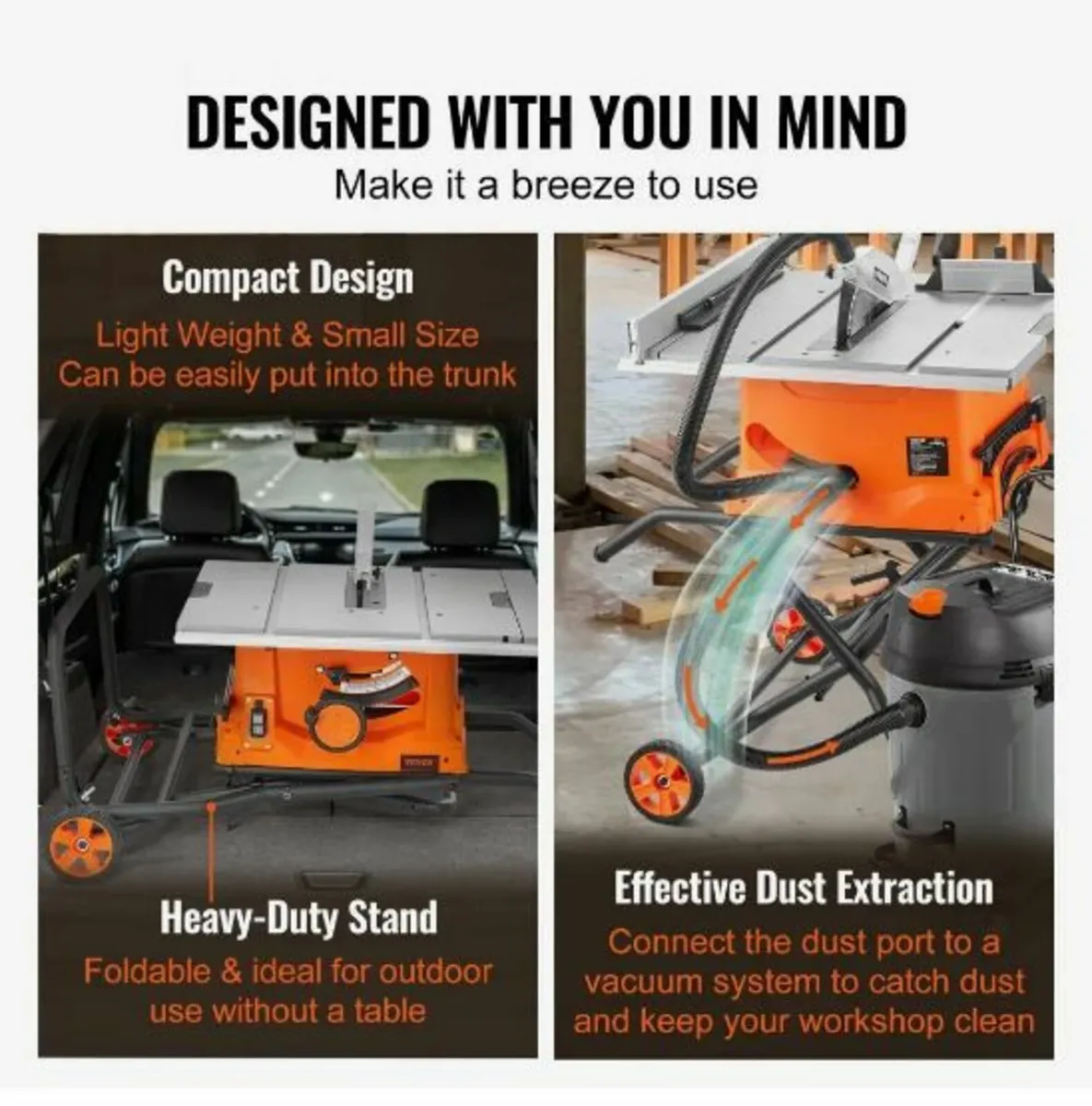 25.4 cm Table Saw w/ Stand Electric Cutting Machin - Image 3