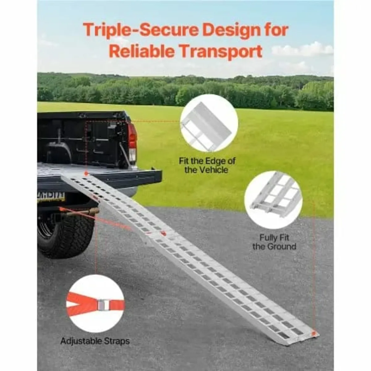 Aluminum Ramps, 600 lbs, 1Pcs Heavy-duty Ramps wit - Image 2