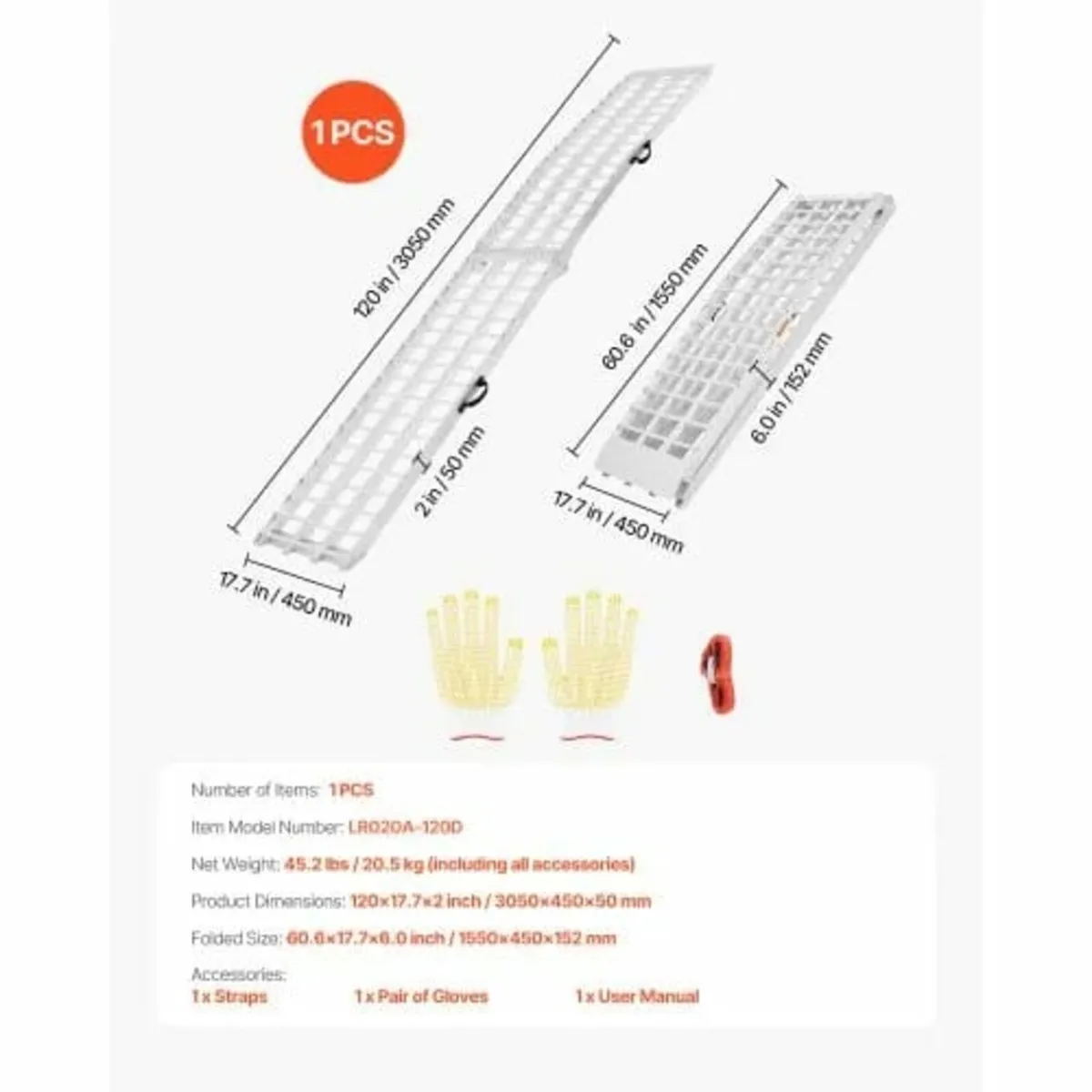 Aluminum Ramps, 1000 lbs, 1Pcs Heavy-duty Ramps wi - Image 2