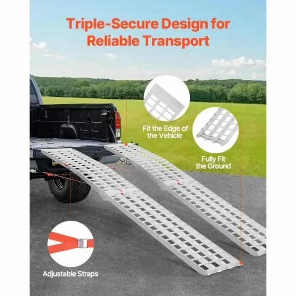 Aluminum Ramps, 2000 lbs, 2Pcs Heavy-duty Ramps wi - Image 4