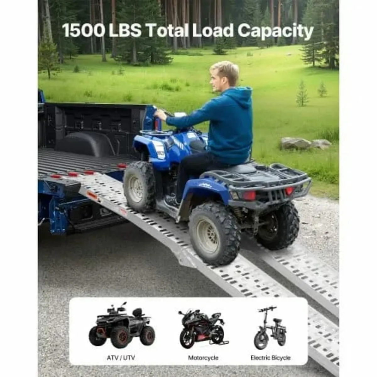 Aluminum Ramps, 1500 lbs, 2Pcs Heavy-duty Ramps wi - Image 3