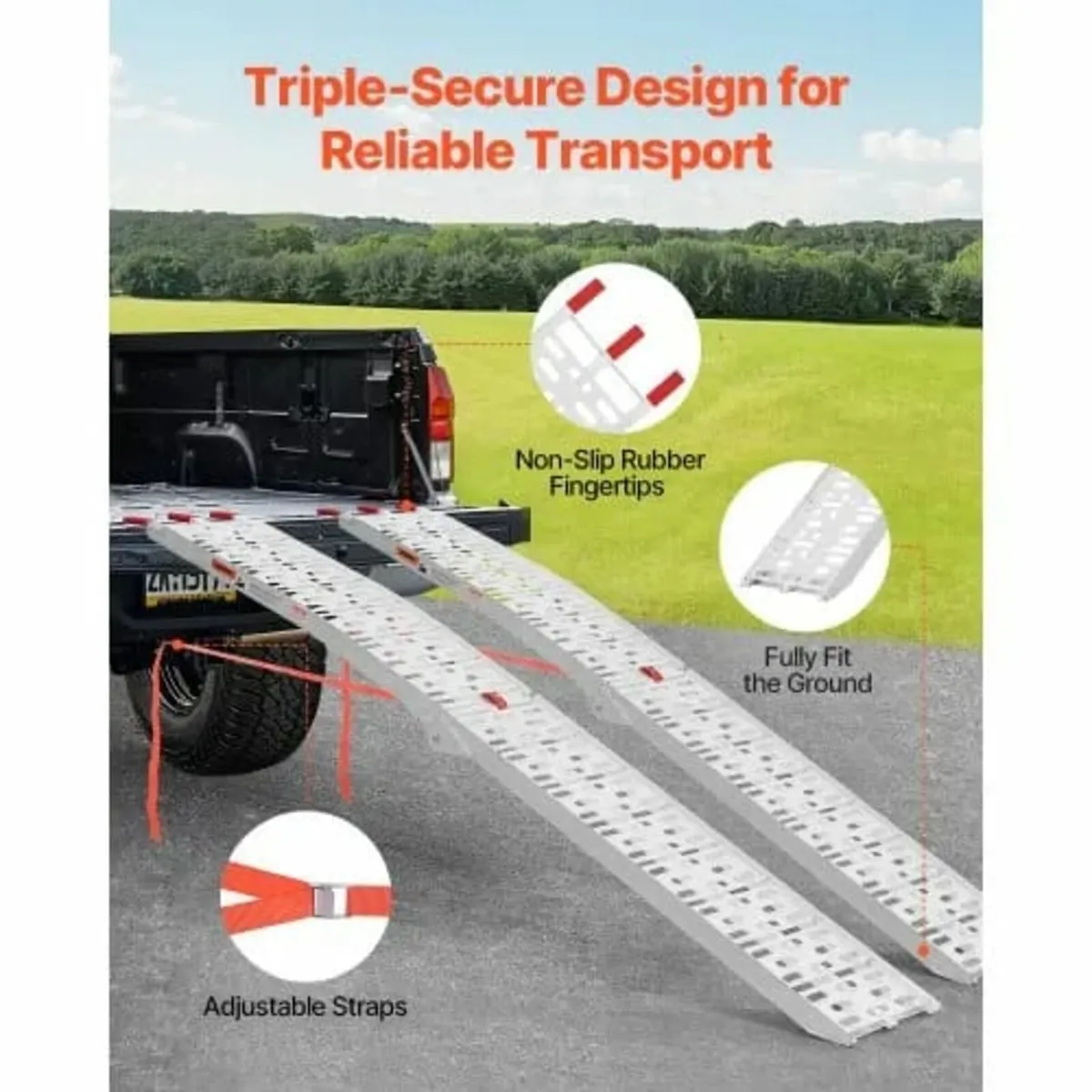 Aluminum Ramps, 1500 lbs, 2Pcs Heavy-duty Ramps wi - Image 4