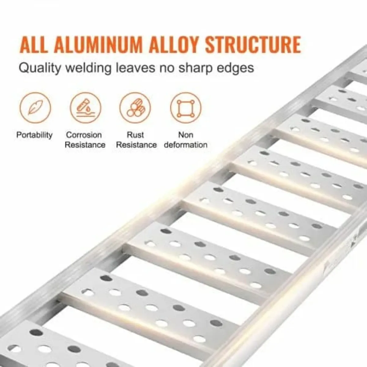 Aluminum Ramps, 1250lbs, Straight Ramp with Treads - Image 4