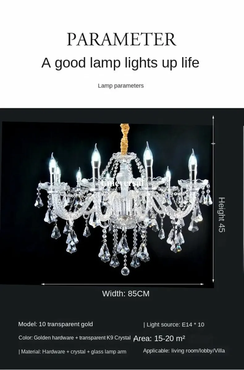 Chandelier 4-Light Modern Crystal Hanging Lamp - Image 2