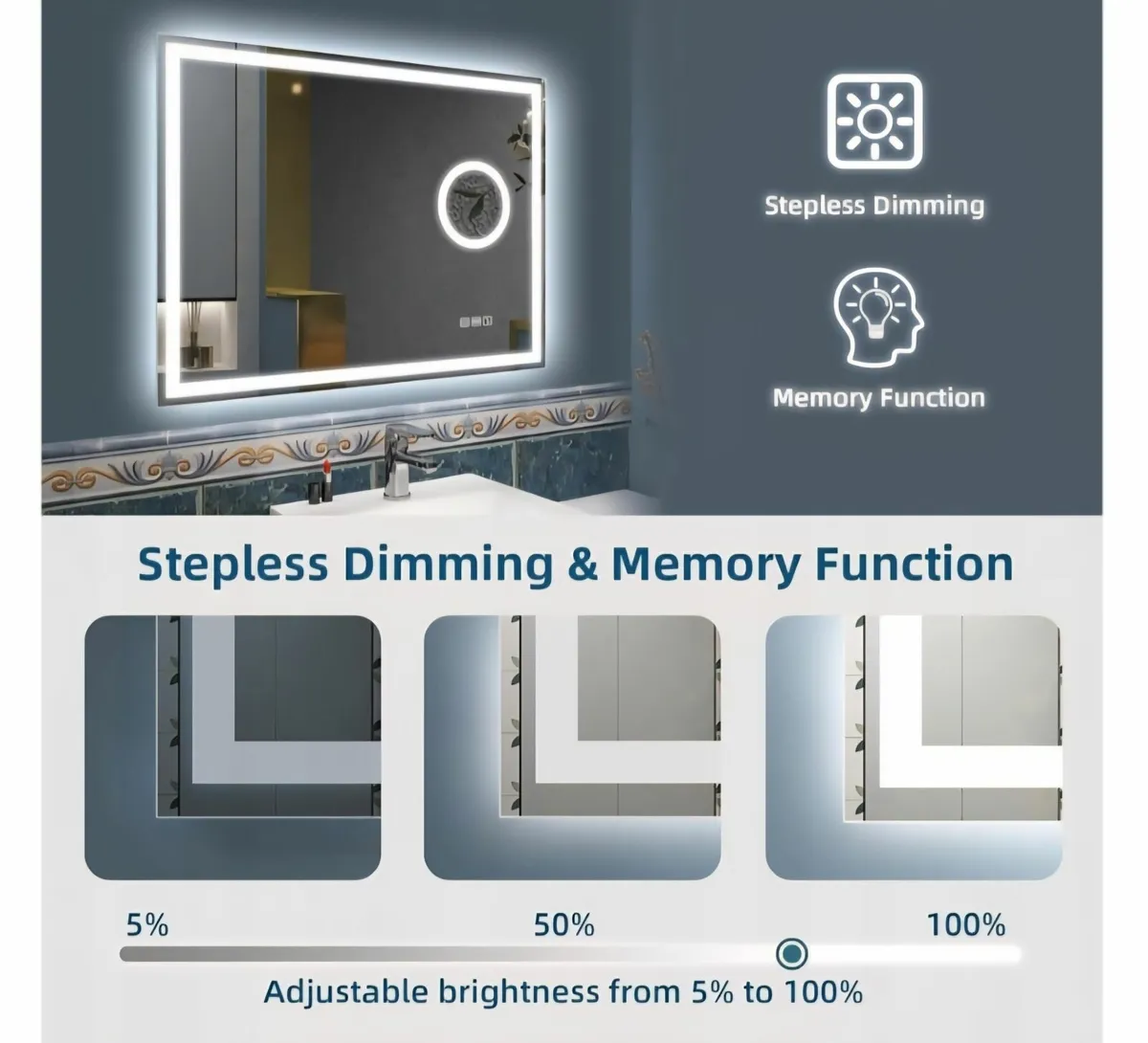 LED Bathroom Mirror Speakers Antifog Demister - Image 4