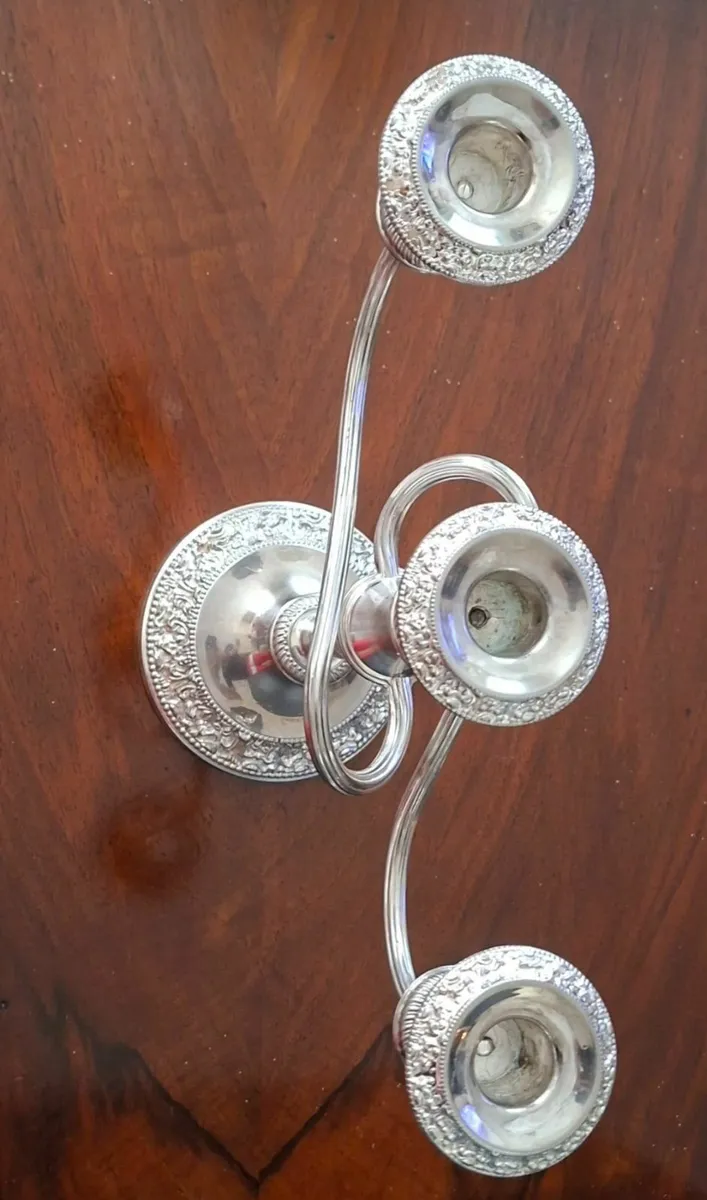 Large Decorative Candlestick Silver Plated/Metal A - Image 1