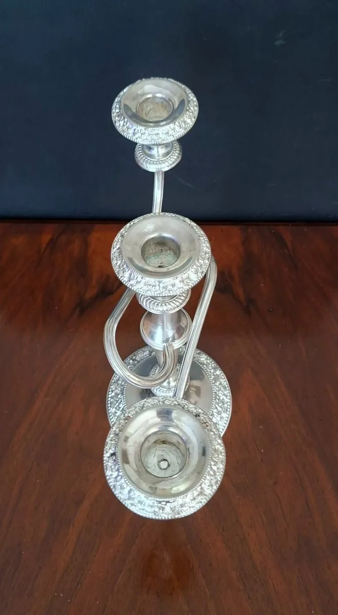 Large Decorative Candlestick Silver Plated/Metal A - Image 2