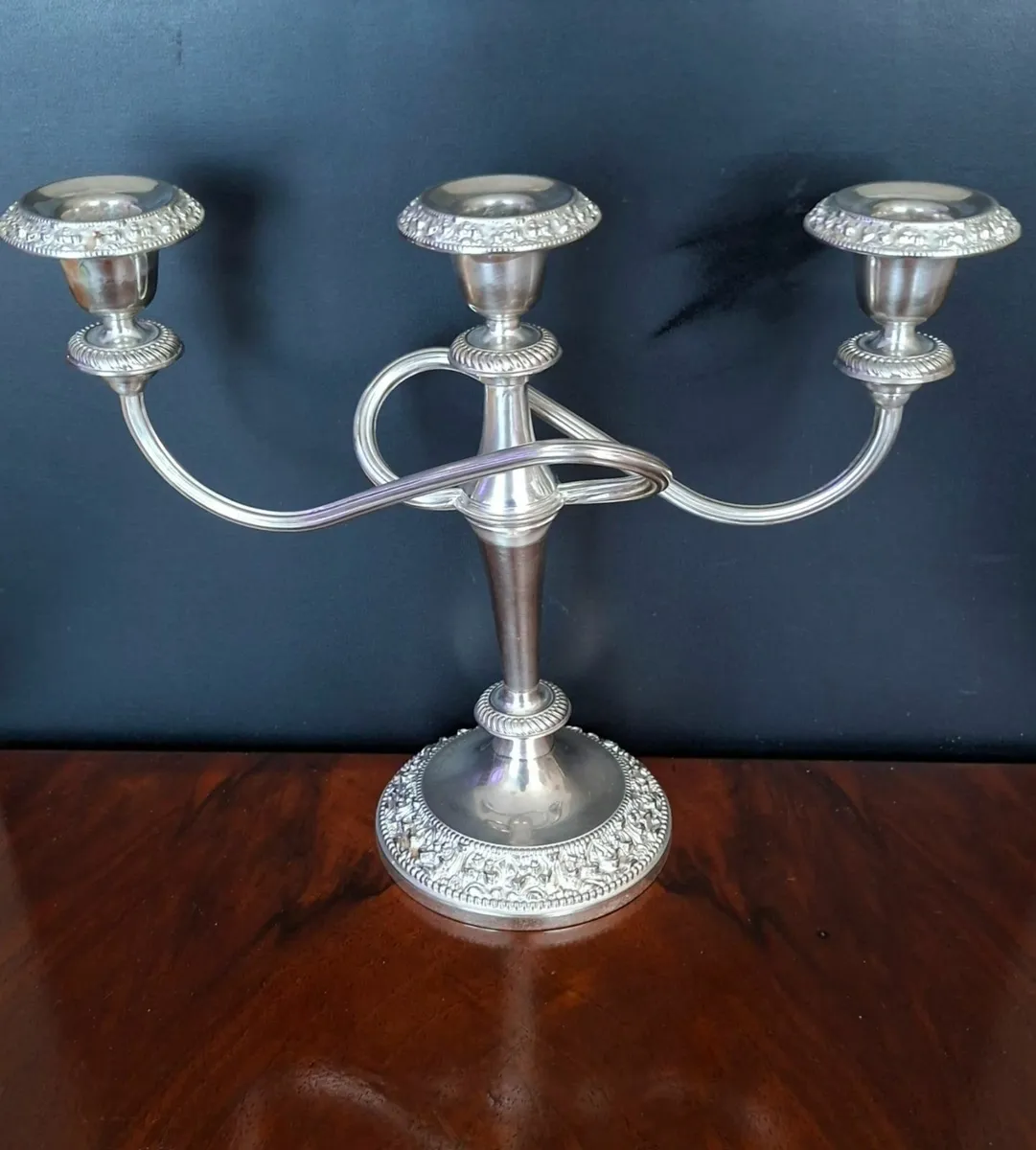 Large Decorative Candlestick Silver Plated/Metal A - Image 3