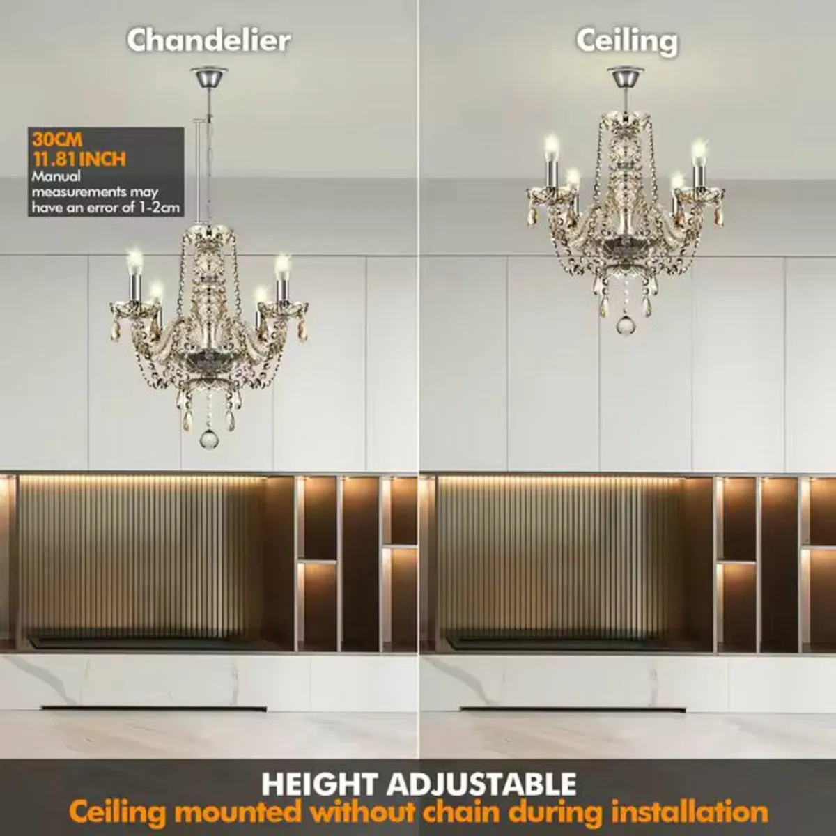 Chandelier 4-Light Luxury K9 Crystal Fixture - Image 3