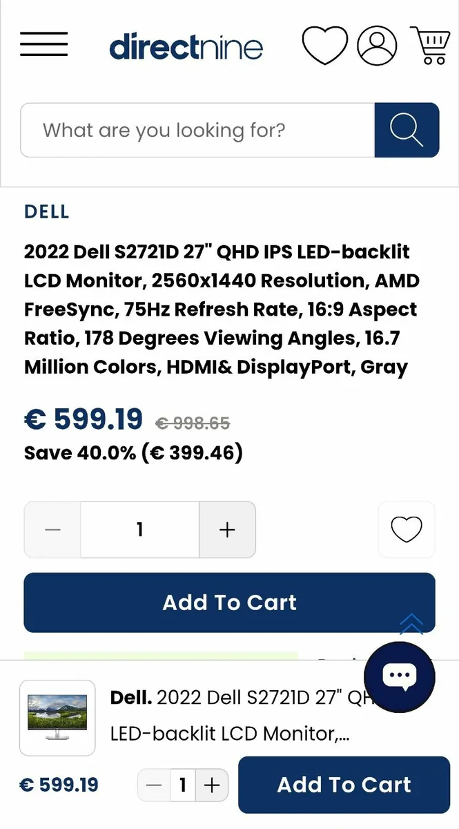 Dell Monitor S2721D 27 inches 75 hz 1440p IPS - Image 2