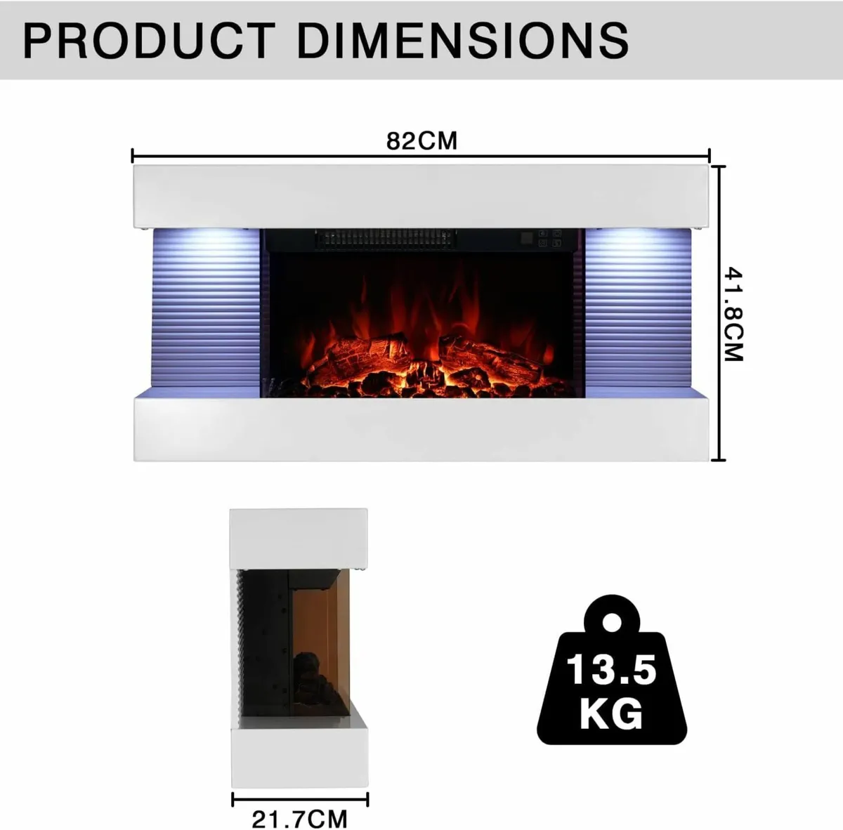 Wall-Mounted Electric Fireplace 12 Flame Colors - Image 3