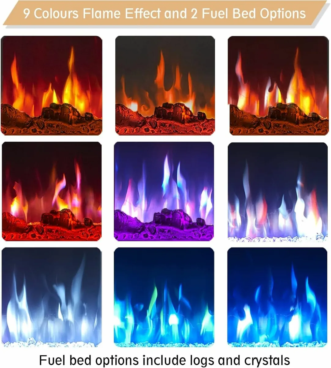 102cm Electric Fireplace Wall Mounted 9 Colour - Image 4