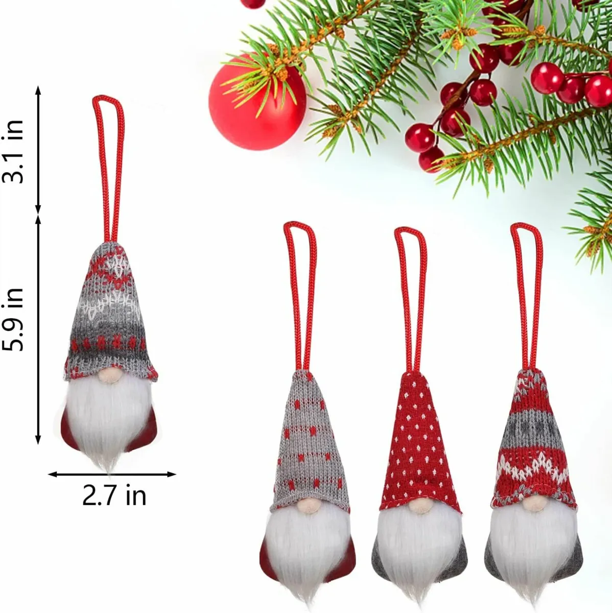 Christmas Gnomes Hanging Ornaments Set of 8 - Image 2