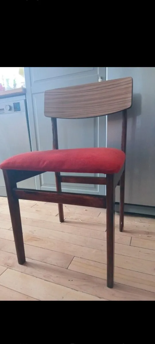 mid century teak dining chairs x4 - Image 1