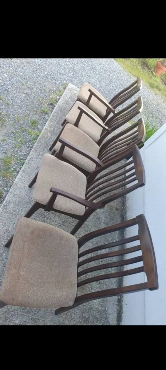 mid century solid teak dining chairs x5 - Image 2