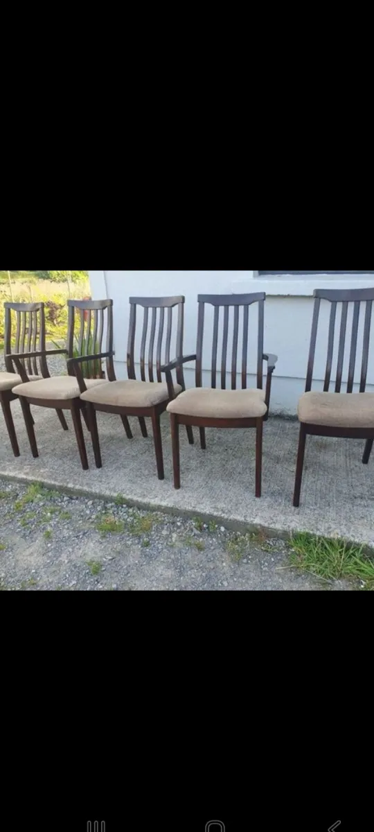 mid century solid teak dining chairs x5 - Image 4